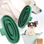 Ergonomic Design Loop Handle Pet Shampoo Massage Brush for Short Haired Dogs, Green - GreenFur