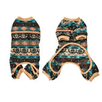 Ethnic Pattern Design Fleece Dog Pajamas with Knitted Cuffs - GreenFur