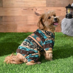 Ethnic Pattern Design Fleece Dog Pajamas with Knitted Cuffs - GreenFur