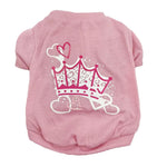 Fall Cotton T-Shirt for Teddy and Bichon with Bright Crown Print - GreenFur
