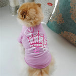 Fall Cotton T-Shirt for Teddy and Bichon with Bright Crown Print - GreenFur