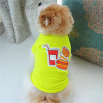 Fall Cotton T-Shirt with Fries Cola Hot Dog Print for Dog - GreenFur