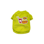 Fall Cotton T-Shirt with Fries Cola Hot Dog Print for Dog - GreenFur