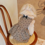 Fall Dog Corduroy Lined Fleece Layered Button Down Dress - GreenFur