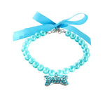 Fancy Pearls Necklace Jewelry with Big Bone Charm for Dogs - GreenFur
