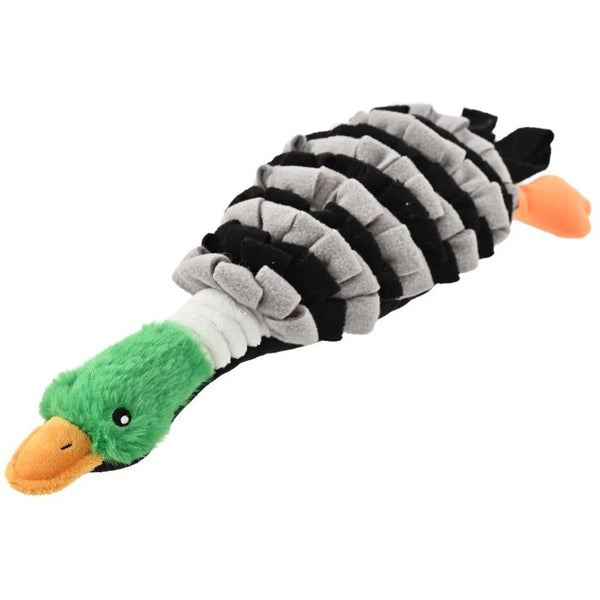 Farm Animal Series Duck Shape Plush Dog Toy with Sniffing Area - GreenFur