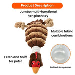 Farm Animal Series Rooster Shape Squeaky Plush Dog Toy with Rope - GreenFur