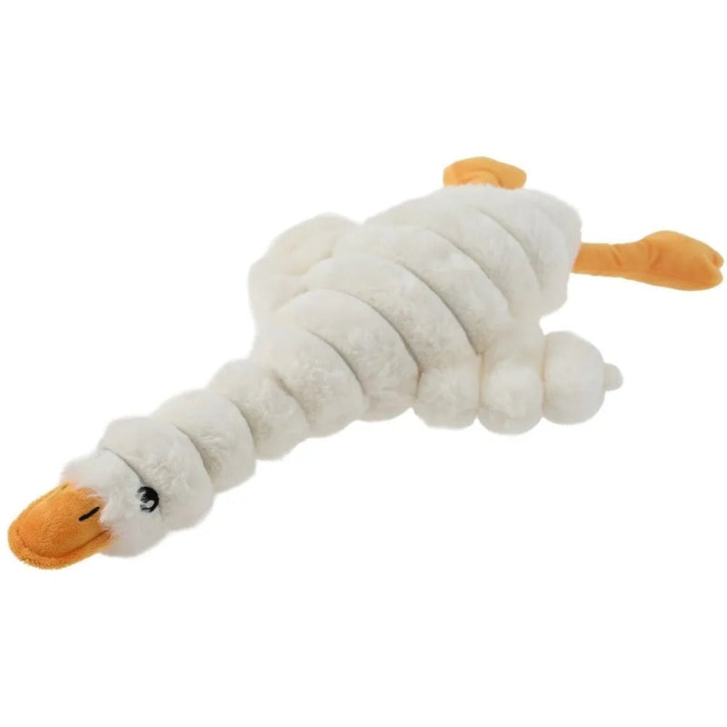 Farm Animal Series Soft White Goose Shape Squeaky Plush Dog Toy - GreenFur