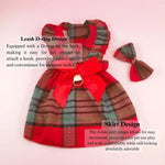 Fashionable Plaid Dress with Bowknot Headband for Cats - GreenFur