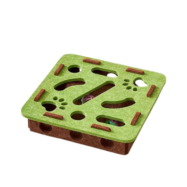 Felt Cat Puzzle Box Square Design Interactive Cat Toy - GreenFur