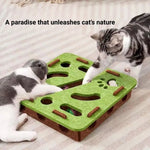 Felt Cat Puzzle Box Square Design Interactive Cat Toy - GreenFur