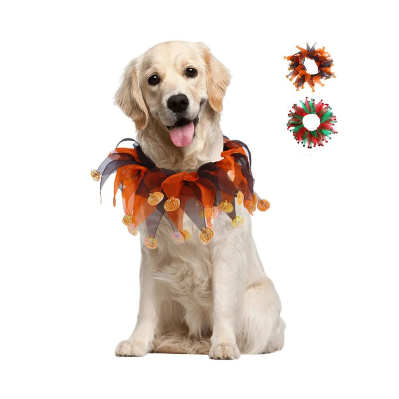 Festive Fun Tulle Accents Christmas Halloween Dog Collar - GreenFur