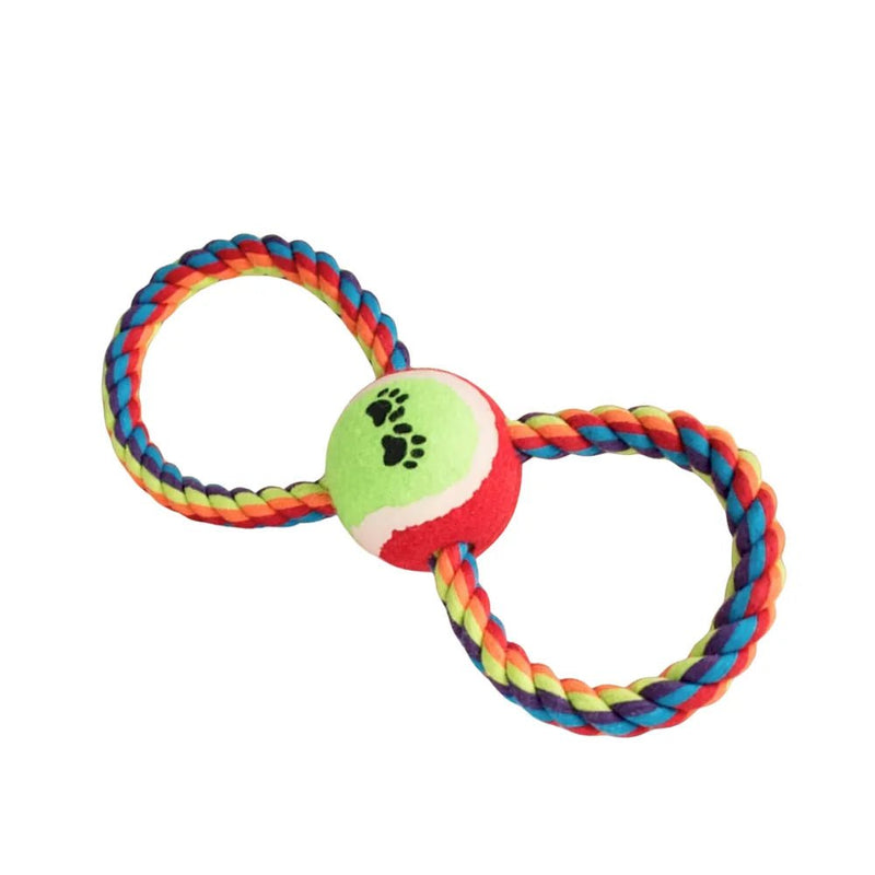 Figure Eight Rope Tennis Dog Toy Chew Clean Teeth Toy - GreenFur