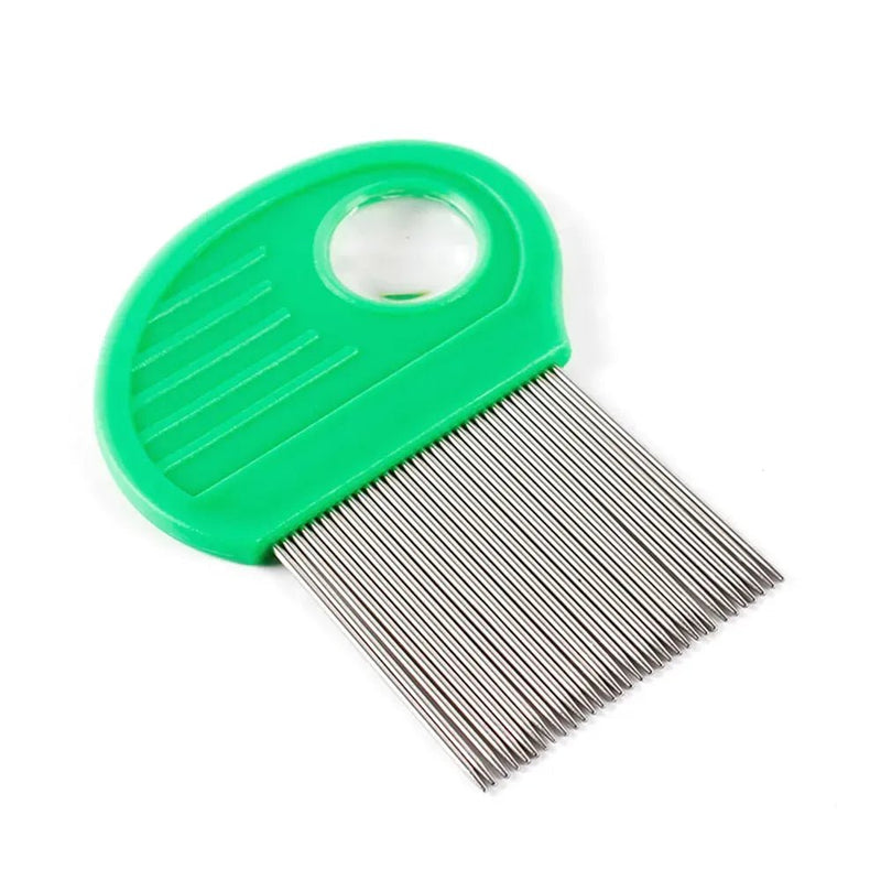 Fine Metal Teeth Pet Grooming Tool Head Lice Remover Cat Hair Comb - GreenFur