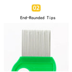 Fine Metal Teeth Pet Grooming Tool Head Lice Remover Cat Hair Comb - GreenFur