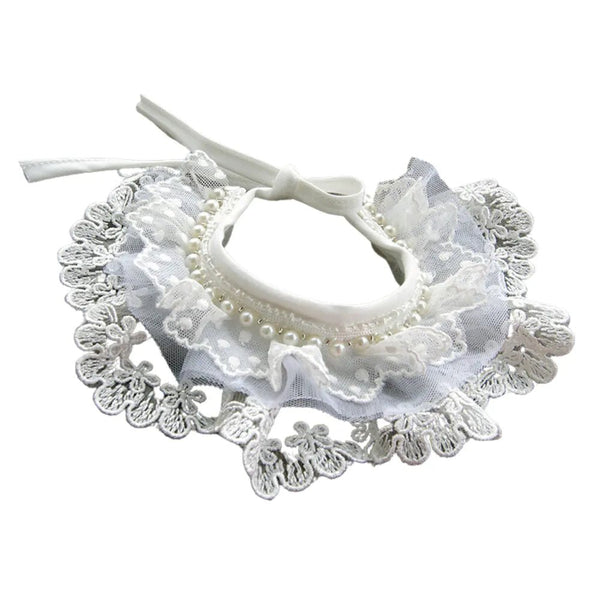 Firework Pattern White Lace Pet Collar - GreenFur