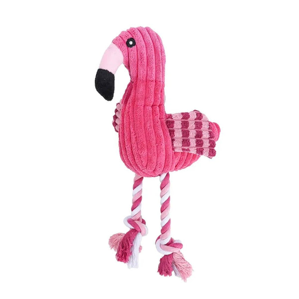 Flamingo Plush Dog Toy Squeaky Chew Toy for Dogs - GreenFur