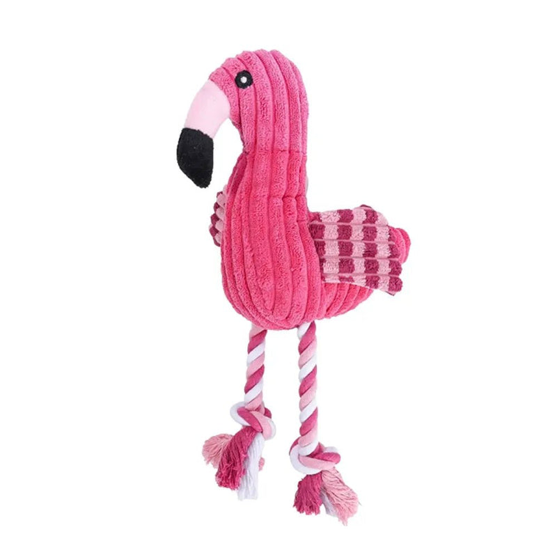 Flamingo Plush Dog Toy Squeaky Chew Toy for Dogs - GreenFur