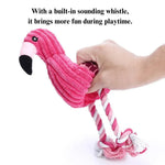 Flamingo Plush Dog Toy Squeaky Chew Toy for Dogs - GreenFur