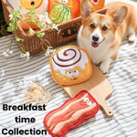 Flat Breakfast Series Bacon Style Chew - Resistant Plush Dog Toy - GreenFur