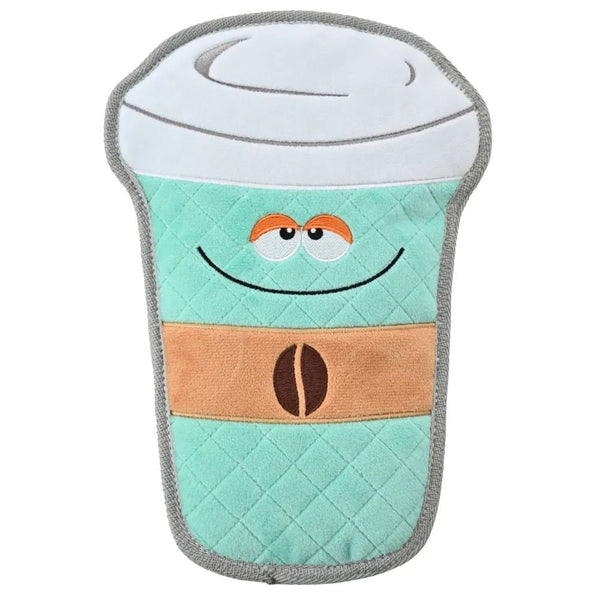 Flat Breakfast Series Coffee Style Chew - Resistant Plush Dog Toy - GreenFur
