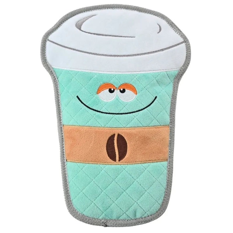 Flat Breakfast Series Coffee Style Chew - Resistant Plush Dog Toy - GreenFur