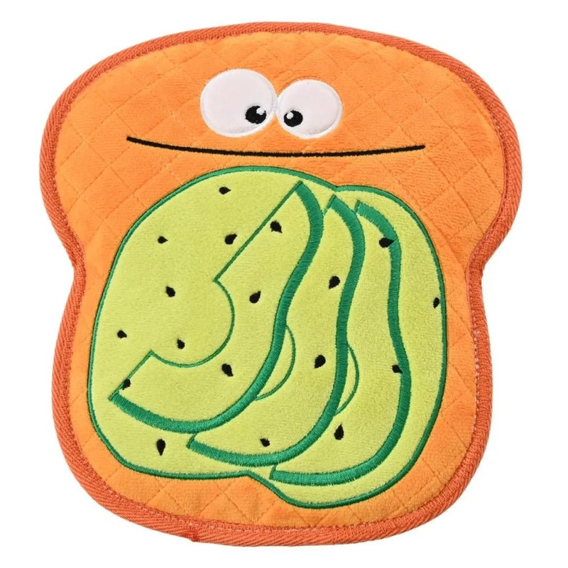 Flat Breakfast Series Sandwich Style Chew - Resistant Plush Dog Toy - GreenFur