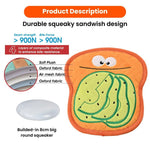 Flat Breakfast Series Sandwich Style Chew - Resistant Plush Dog Toy - GreenFur
