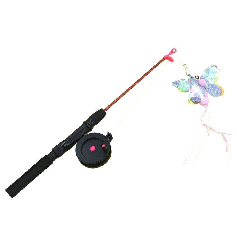 Flexible Interactive Pulley Telescopic Fishing Rod Cat Toy Teaser - GreenFur