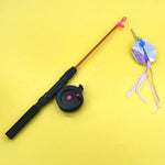 Flexible Interactive Pulley Telescopic Fishing Rod Cat Toy Teaser - GreenFur