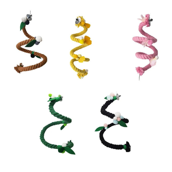 Flexible Parrot Climbing Rope with Wire Core Bird Cage Swing Toy - GreenFur
