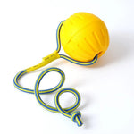 Floating Non - Toxic Sturdy and Soft Ball Dog Toy with Rope Handle - GreenFur