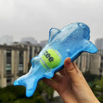 Floating Squeaky Shark Chew Toy for Dogs with Tennis Ball - GreenFur