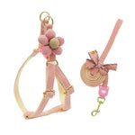 Floral Decorated Small Dog Leash and Harness Set - GreenFur