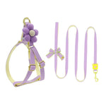 Floral Decorated Small Dog Leash and Harness Set - GreenFur