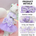 Floral Dresses with D - Ring and Bow Design for Dogs - GreenFur