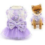 Floral Dresses with D - Ring and Bow Design for Dogs - GreenFur