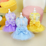 Floral Dresses with D - Ring and Bow Design for Dogs - GreenFur