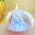 Floral Dresses with D - Ring and Bow Design for Dogs - GreenFur