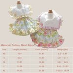 Floral Embroidered Pet Mesh Dress with D - Ring for Small Dogs and Cats - GreenFur