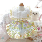Floral Embroidered Pet Mesh Dress with D - Ring for Small Dogs and Cats - GreenFur