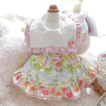 Floral Embroidered Pet Mesh Dress with D - Ring for Small Dogs and Cats - GreenFur