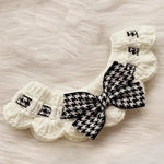 Floral Knitted Pet Collar with Bowtie - GreenFur
