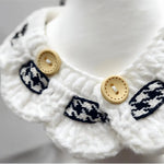Floral Knitted Pet Collar with Bowtie - GreenFur