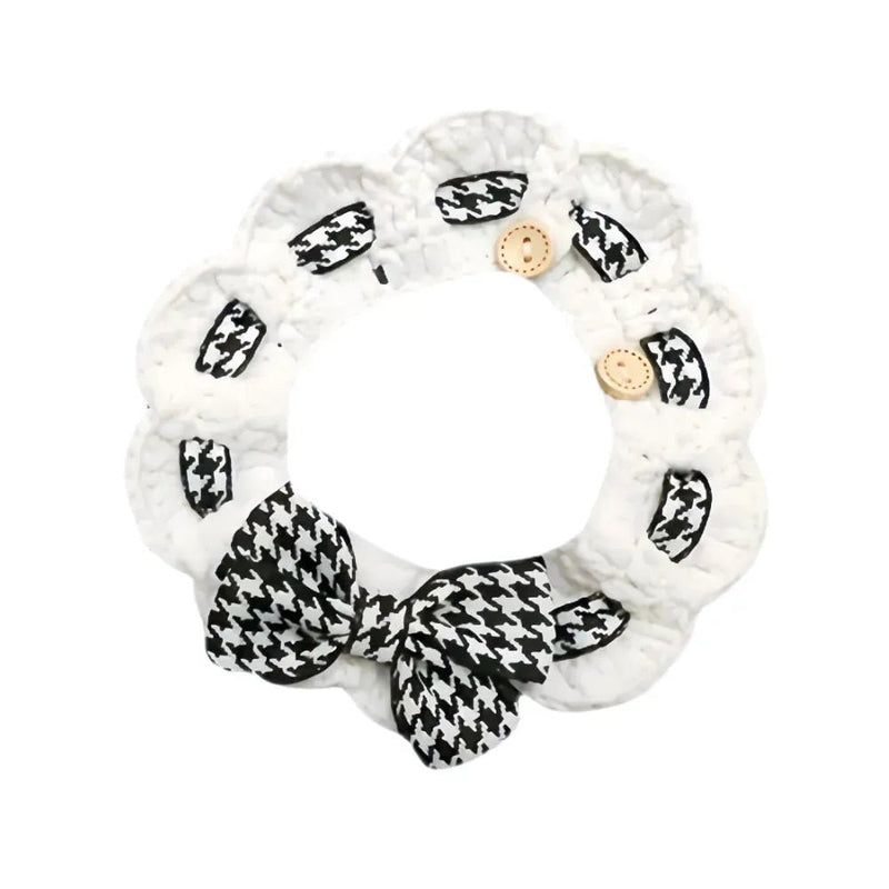 Floral Knitted Pet Collar with Bowtie - GreenFur
