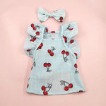 Floral Pet Dress and Hair Clip Set - GreenFur