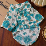 Floral Polyester Dog Shirt Lightweight Summer Pet Apparel - GreenFur