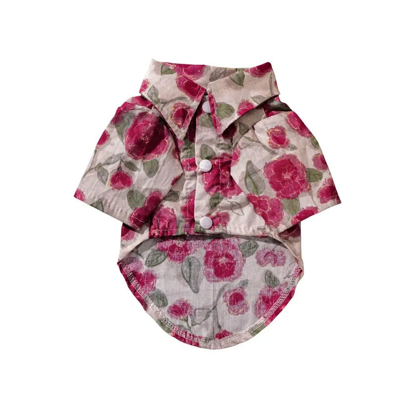 Floral Polyester Dog Shirt Lightweight Summer Pet Apparel - GreenFur