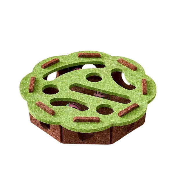 Flower Shape Felt Cat Puzzle Box Interactive Toy - GreenFur
