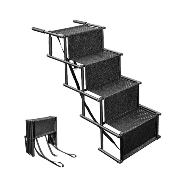 Foldable Car Pet Dog Stair with Safety Carabiner - GreenFur